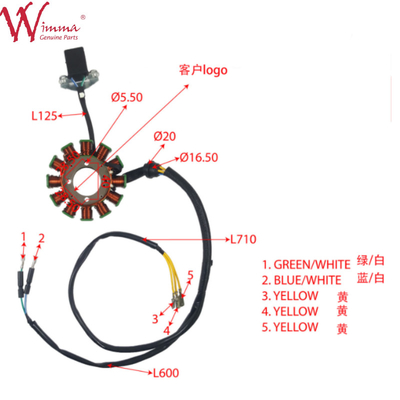Xe máy Magnetic Stator Coil Stator Comp DY200WOLF Chất lượng tốt 8 chân